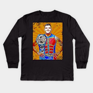 Dominik Mysterio // Retro Comics Style Kids Long Sleeve T-Shirt